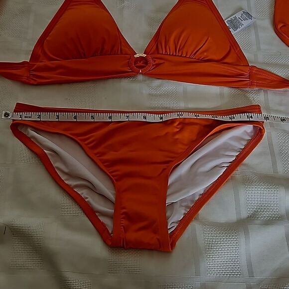 Michael Kors 2-Piece Bikini Top & Bikini Mid-Rise Bikini Bottom Small Orange - Picture 12 of 16